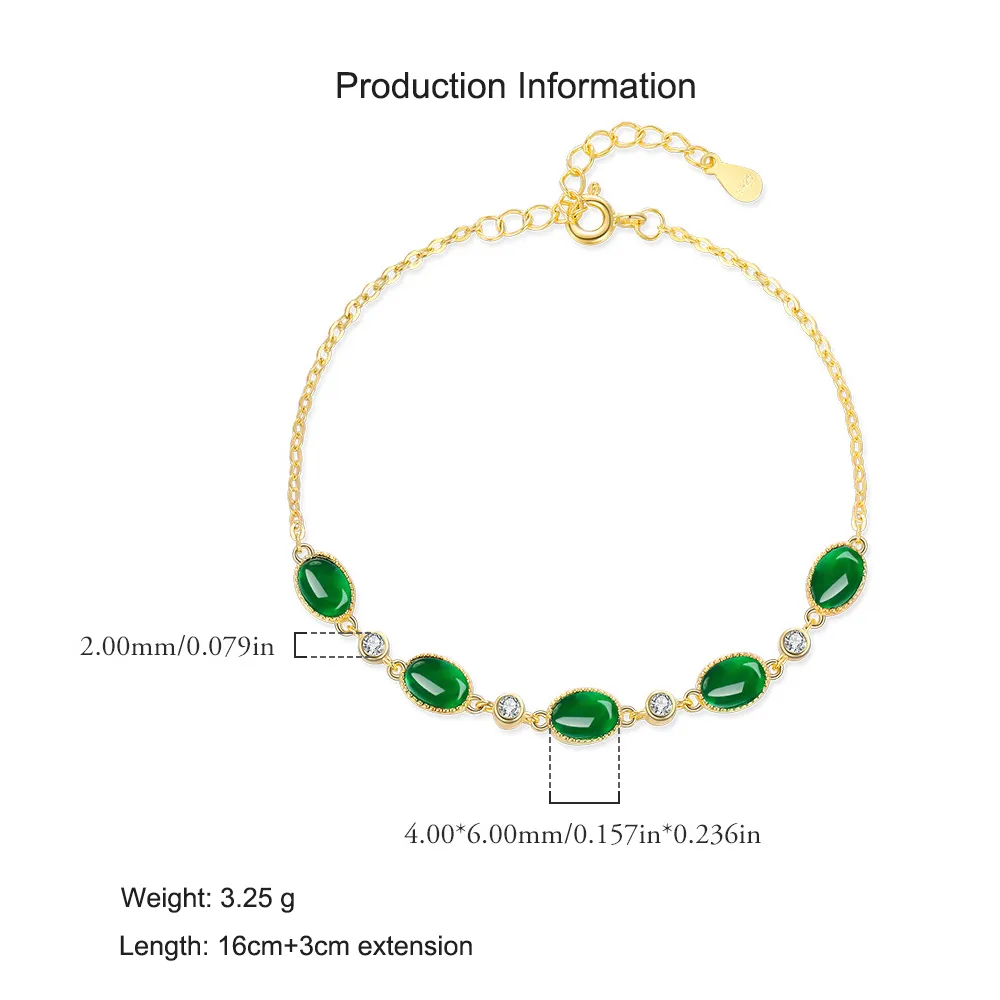925 Sterling Silver Vintage Green Candy-Style Bracelet 100100188 - image2