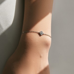 925 Sterling Silver Lucky Zirconia Clover Bracelet 100100189