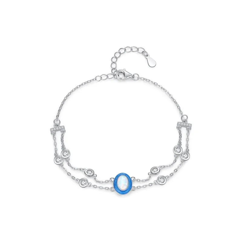 S925 Multi-Layer Gradient Enamel Opal Bracelet 100100193