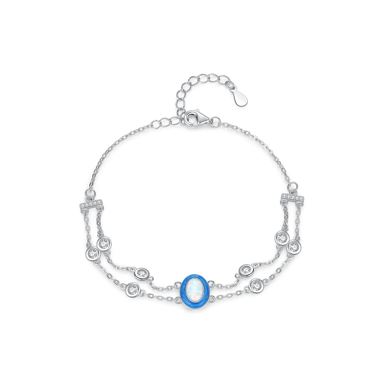 S925 Multi-Layer Gradient Enamel Opal Bracelet 100100193