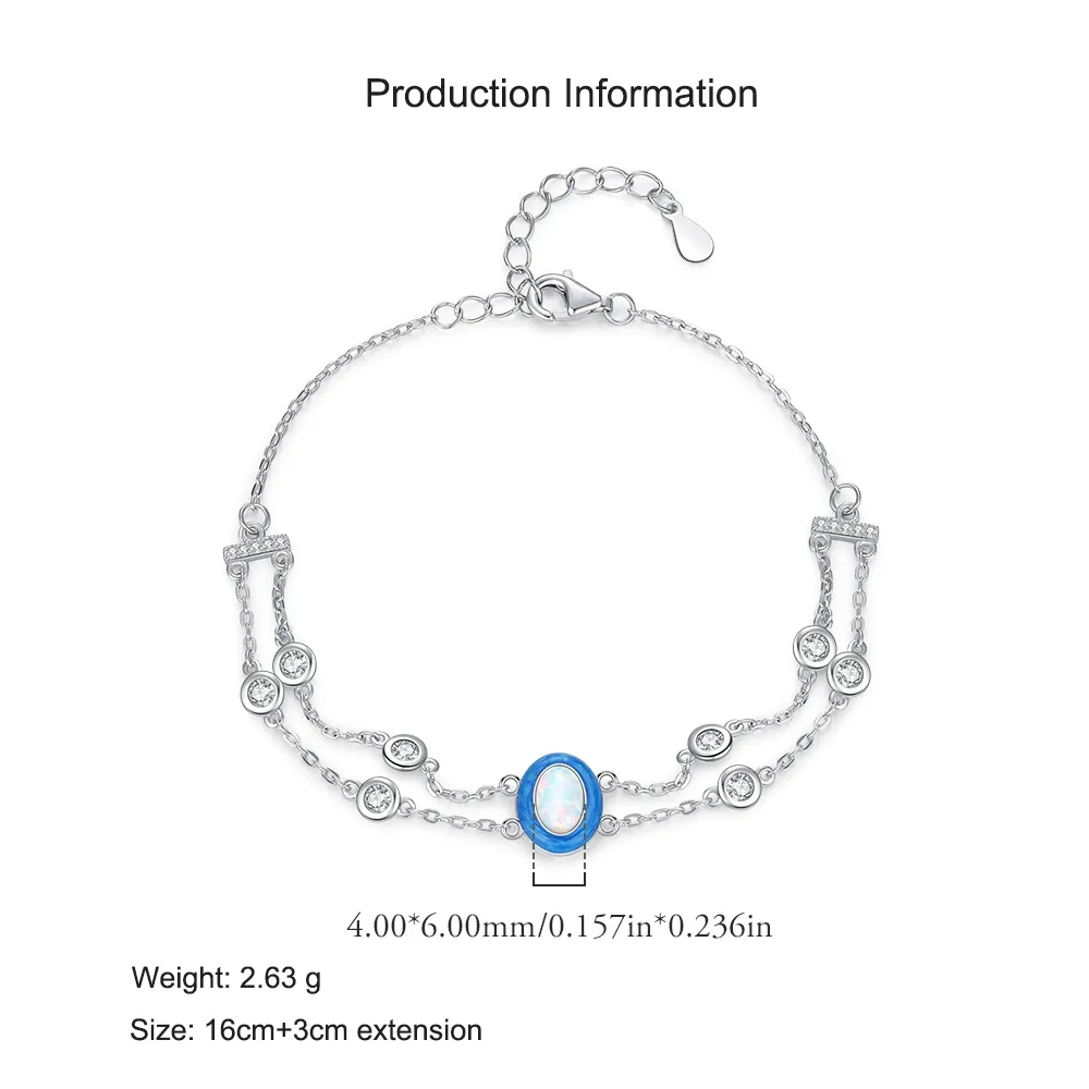 S925 Multi-Layer Gradient Enamel Opal Bracelet 100100193 - image2