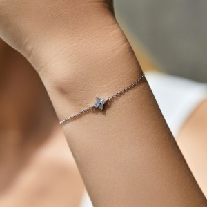 925 Sterling Silver Four-Leaf Clover CZ Bracelet 100100195