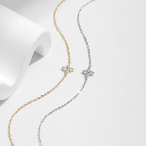925 Sterling Silver Four-Leaf Clover CZ Bracelet 100100195