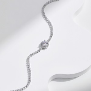 925 Sterling Silver Central Halo Zirconia Tennis Bracelet 100100203