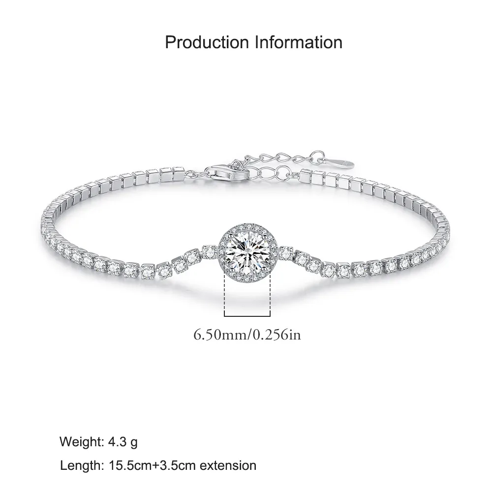 925 Sterling Silver Central Halo Zirconia Tennis Bracelet 100100203 - image2