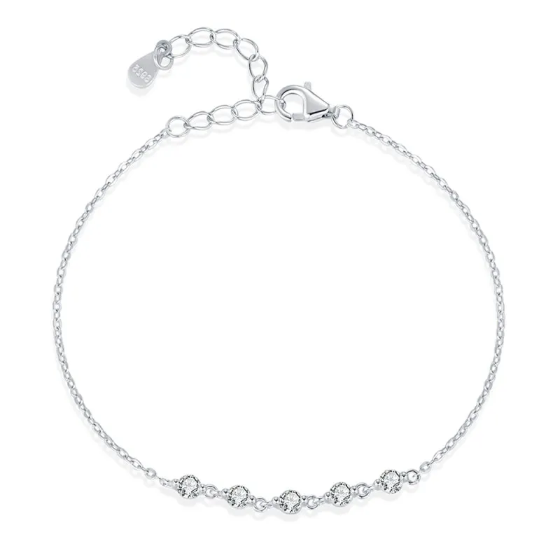 925 Sterling Silver Minimalist Zircon Bracelet 100100205