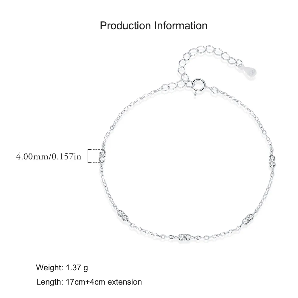 925 Sterling Silver Minimalist Zirconia Bracelet 100100206 - image2
