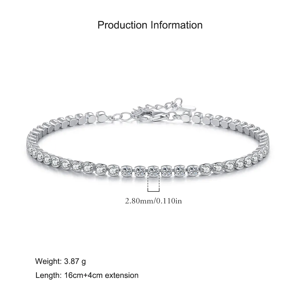 925 Sterling Silver Full CZ Tennis Bracelet 100100208 - image2