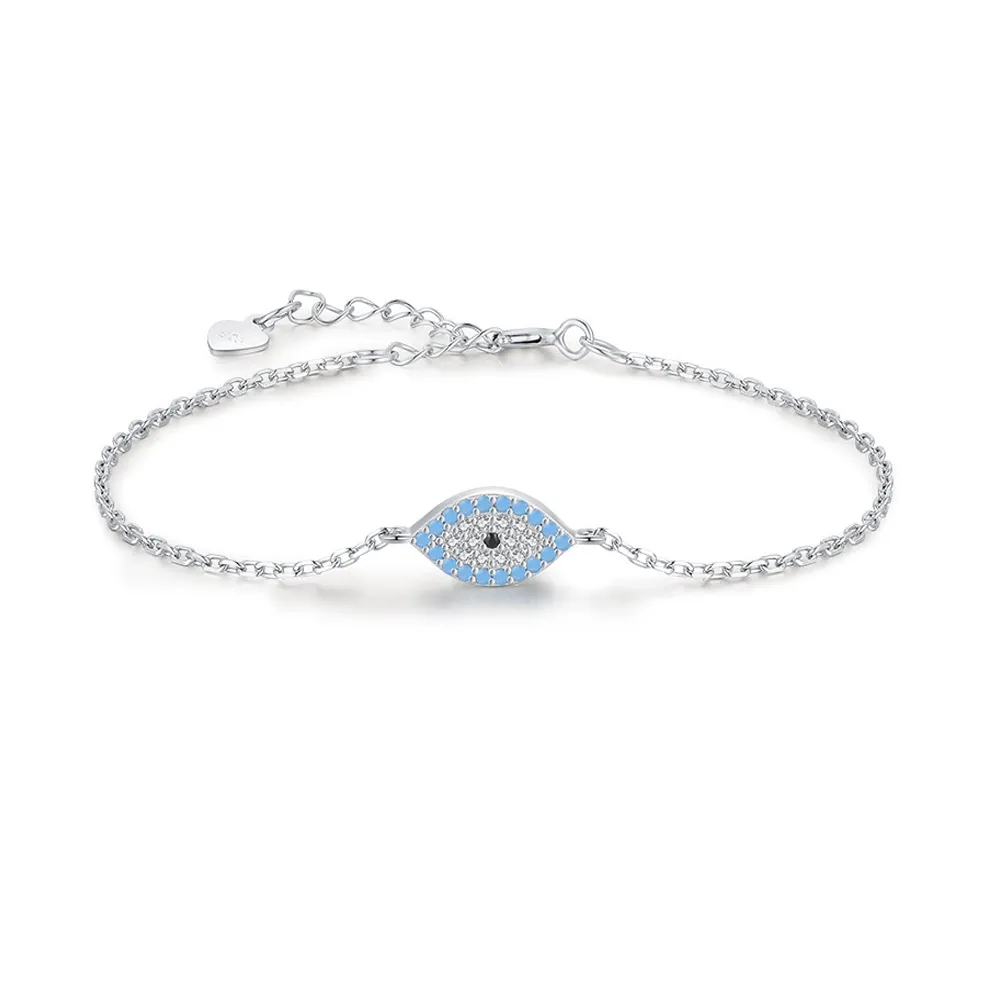 925 Sterling Silver Turquoise Evil Eye Bracelet 100100209