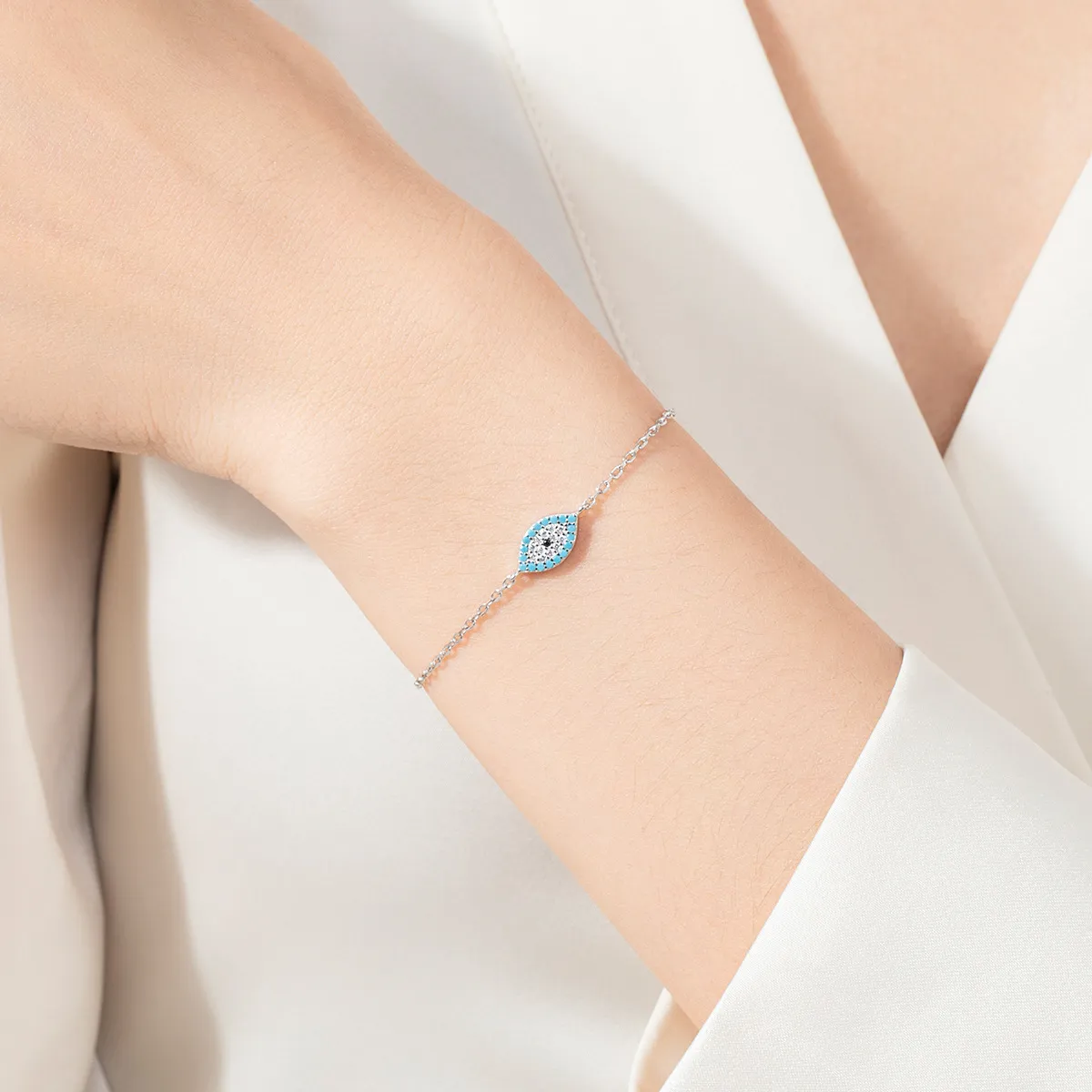 925 Sterling Silver Turquoise Evil Eye Bracelet 100100209 - image1