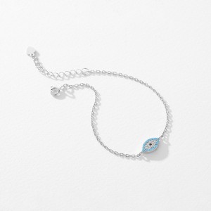 925 Sterling Silver Turquoise Evil Eye Bracelet 100100209