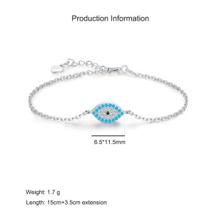 925 Sterling Silver Turquoise Evil Eye Bracelet 100100209