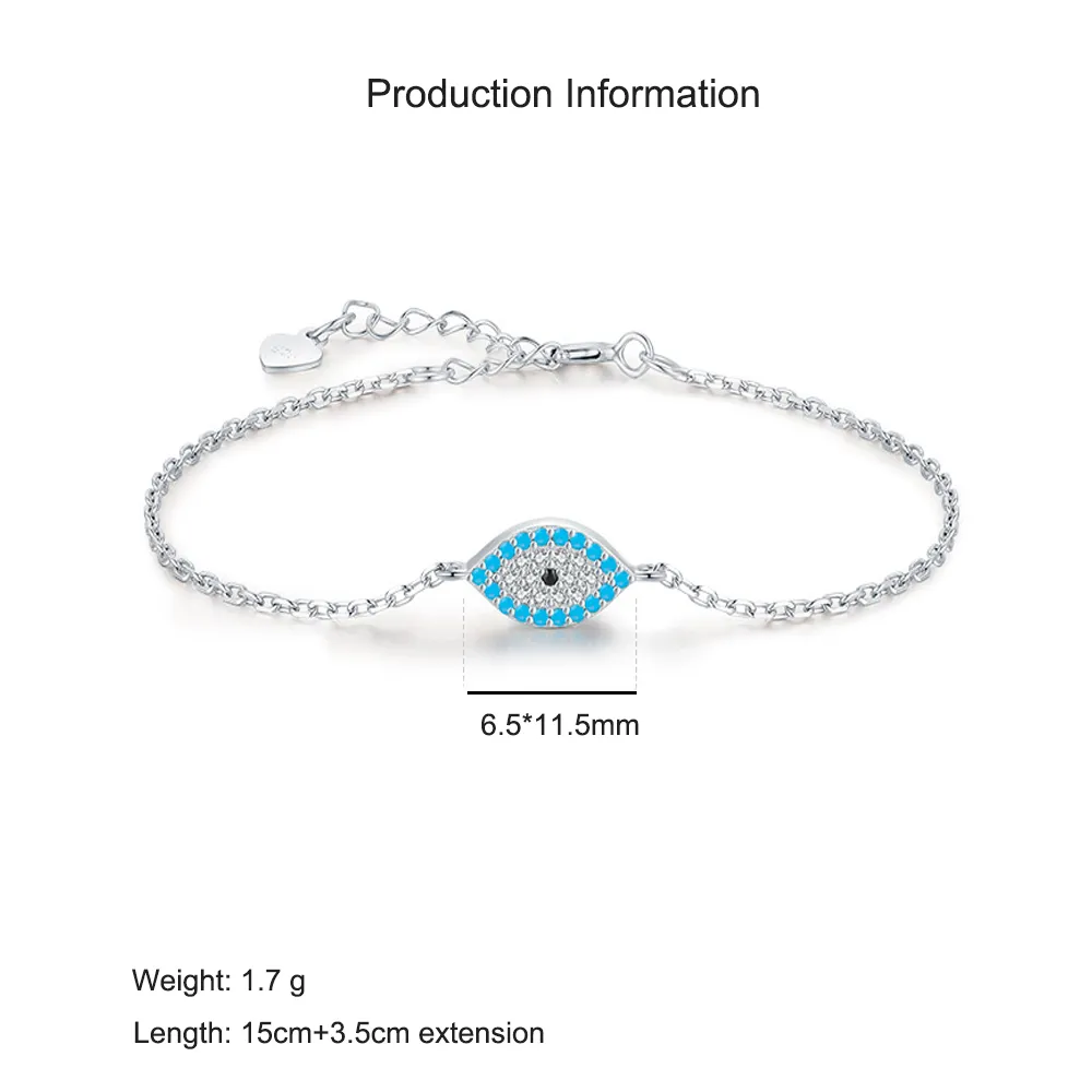 925 Sterling Silver Turquoise Evil Eye Bracelet 100100209 - image2