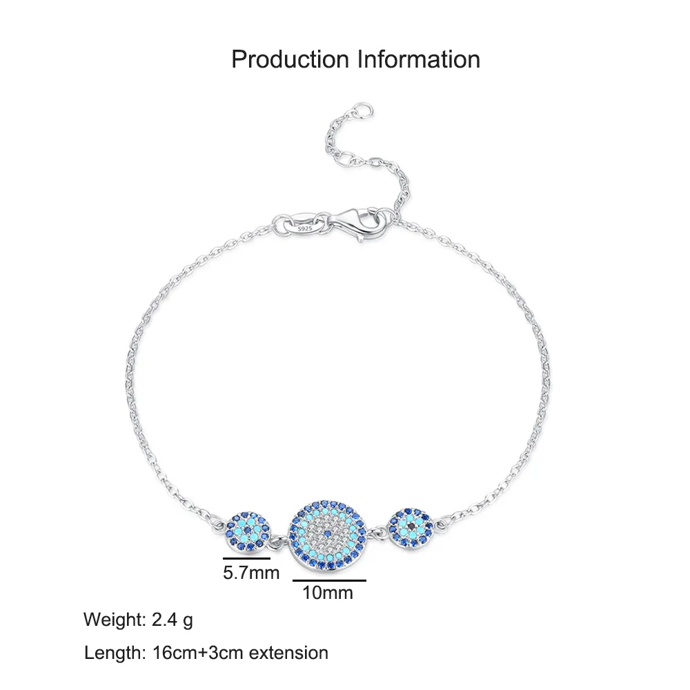 S925 Turquoise Zirconia Evil Eye Protection Bracelet 100100212 - image2