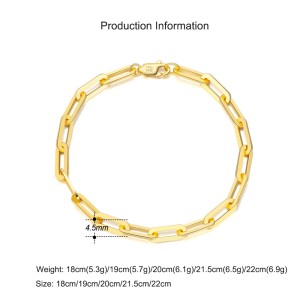 925 Sterling Silver Geometric Paperclip Chain Bracelet 100100218