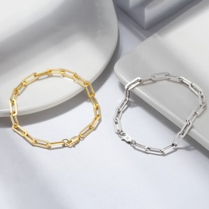 925 Sterling Silver Geometric Paperclip Chain Bracelet 100100218