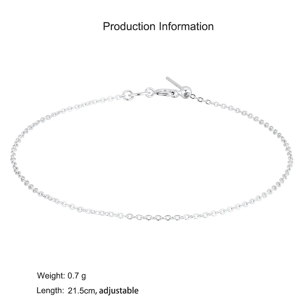 925 Sterling Silver Adjustable Plain Chain Bracelet 100100219 - image2
