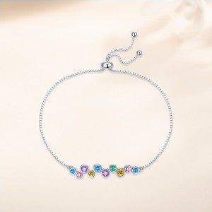 925 Sterling Silver Rainbow Zircon Adjustable Bracelets 100100220