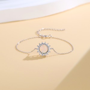 925 Sterling Silver 8mm Natural Opal Bracelet 100100223