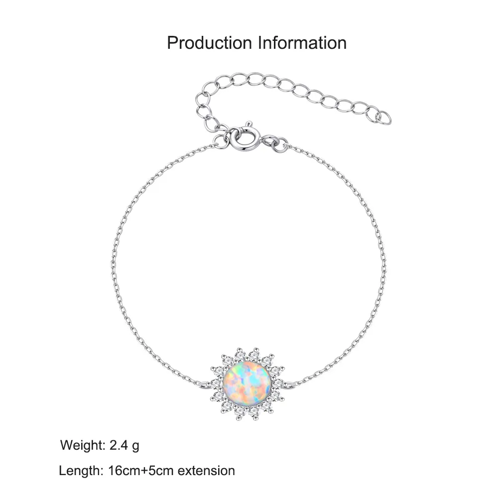 925 Sterling Silver 8mm Natural Opal Bracelet 100100223 - image2