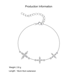 925 Sterling Silver Zircon Lucky Clover Bracelet 100100225