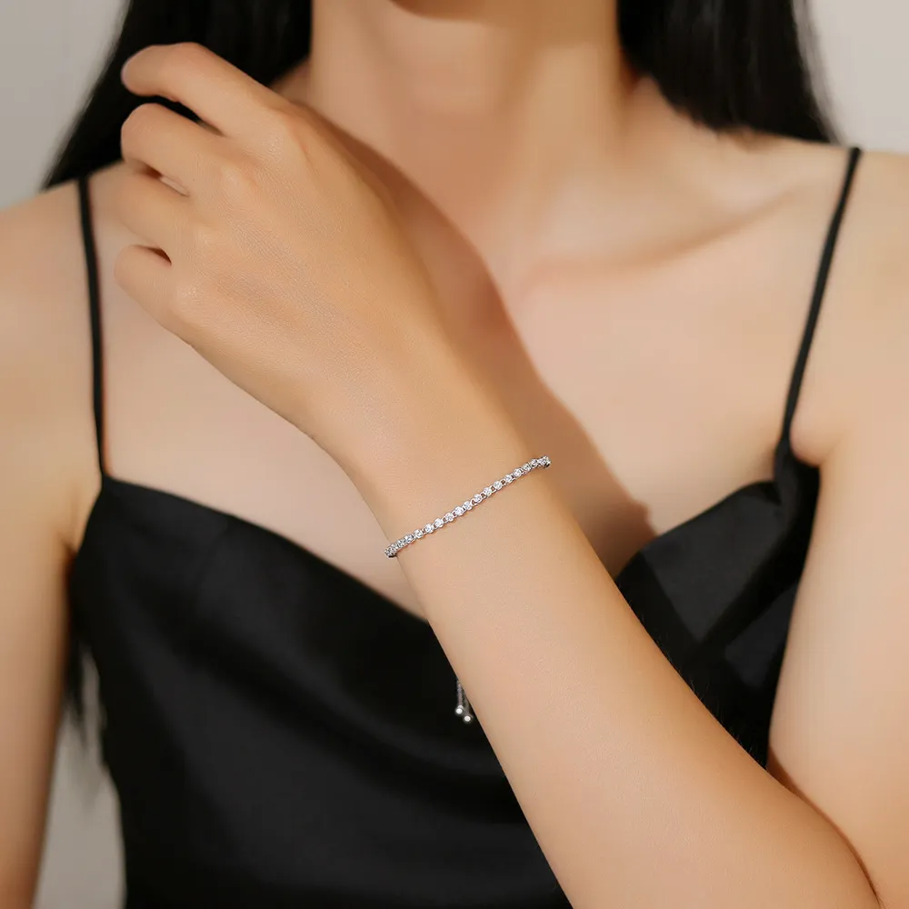 925 Sterling Silver Tennis Adjustable Zircon Bracelets 100100227 - image1