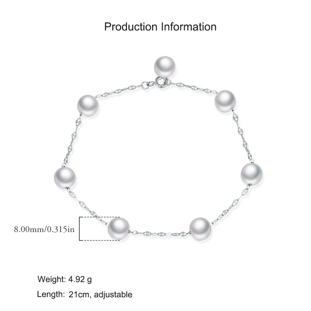 925 Sterling Silver Elegant Glass Pearl Bracelet 100100229 - image2