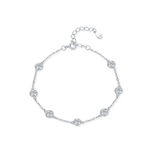 925 Sterling Silver Zircon Bubble Chain Bracelet 100100232