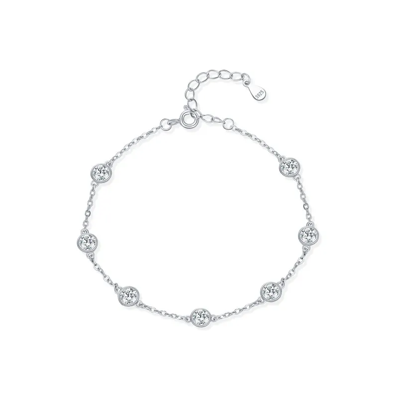 925 Sterling Silver Zircon Bubble Chain Bracelet 100100232
