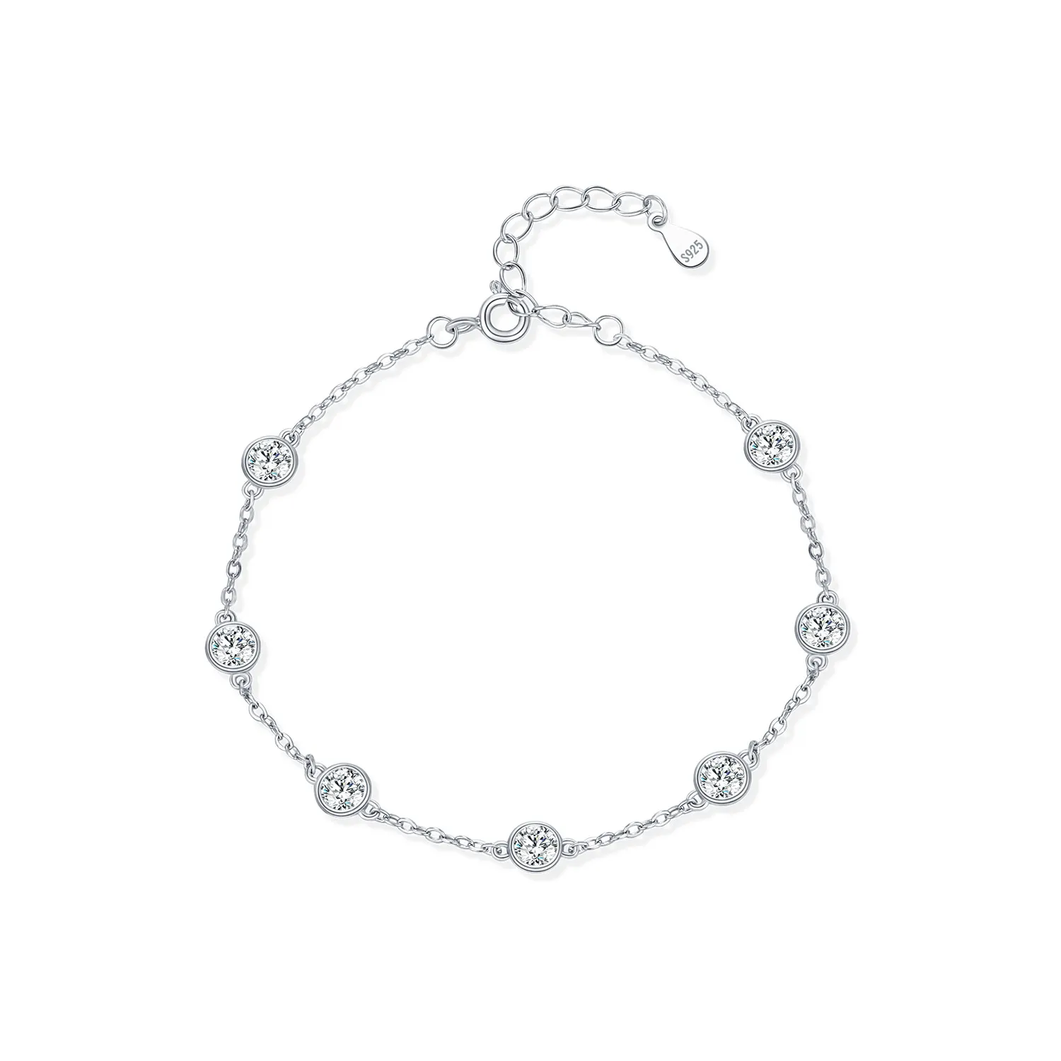 925 Sterling Silver Zircon Bubble Chain Bracelet 100100232