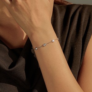 925 Sterling Silver Zircon Bubble Chain Bracelet 100100232