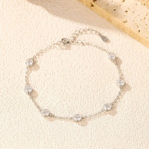 925 Sterling Silver Zircon Bubble Chain Bracelet 100100232