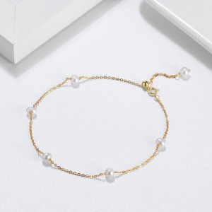 925 Sterling Silver Freshwater Pearl Chain Bracelet 100100233