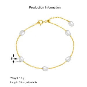 925 Sterling Silver Freshwater Pearl Chain Bracelet 100100233