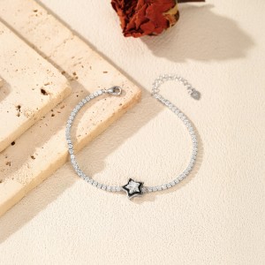 925 Sterling Silver Black Enamel Star CZ Slider Tennis Bracelet 100100234 925 Sterling Silver Black Enamel Star CZ Slider Tennis Bracelet 100100234