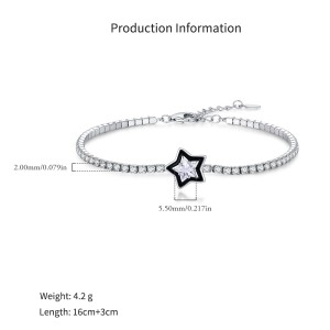 925 Sterling Silver Black Enamel Star CZ Slider Tennis Bracelet 100100234 925 Sterling Silver Black Enamel Star CZ Slider Tennis Bracelet 100100234