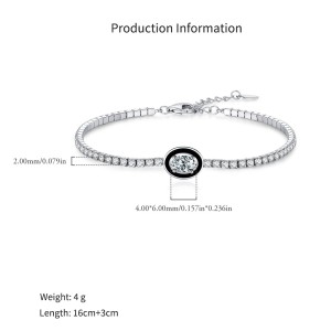 925 Sterling Silver Black Enamel Oval CZ Slider Tennis Bracelet 100100237 925 Sterling Silver Black Enamel Oval CZ Slider Tennis Bracelet 100100237