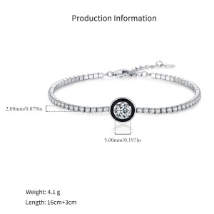 925 Sterling Silver Black Enamel Round CZ Slider Tennis Bracelet 100100238 925 Sterling Silver Black Enamel Round CZ Slider Tennis Bracelet 100100238