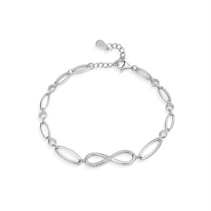 925 Sterling Silver Geometric Infinity Link Bracelet 100100241 925 Sterling Silver Geometric Infinity Link Bracelet 100100241