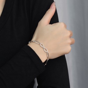 925 Sterling Silver Geometric Infinity Link Bracelet 100100241 925 Sterling Silver Geometric Infinity Link Bracelet 100100241