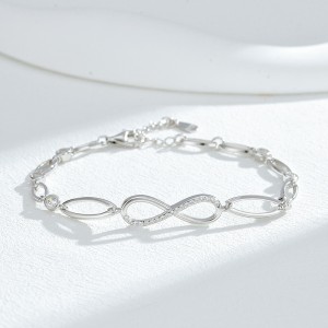 925 Sterling Silver Geometric Infinity Link Bracelet 100100241 925 Sterling Silver Geometric Infinity Link Bracelet 100100241