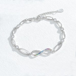 925 Sterling Silver Geometric Infinity Link Bracelet 100100241 925 Sterling Silver Geometric Infinity Link Bracelet 100100241