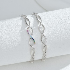 925 Sterling Silver Geometric Infinity Link Bracelet 100100241 925 Sterling Silver Geometric Infinity Link Bracelet 100100241