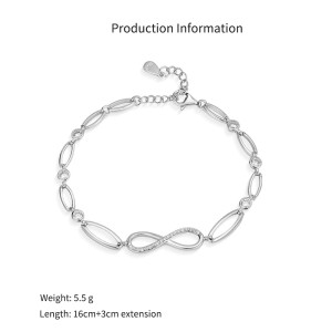 925 Sterling Silver Geometric Infinity Link Bracelet 100100241 925 Sterling Silver Geometric Infinity Link Bracelet 100100241