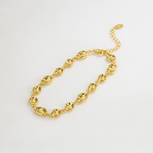 925 Sterling Silver Geometric Concave Oval Bracelet 100100247