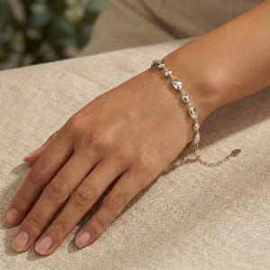 925 Sterling Silver Geometric Concave Oval Bracelet 100100247