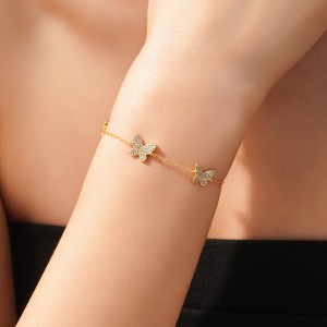 925 Sterling Silver Triple Pave Butterfly Bracelet 100100249