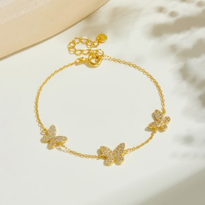 925 Sterling Silver Triple Pave Butterfly Bracelet 100100249