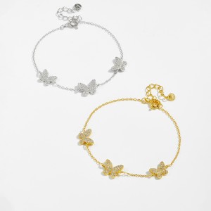 925 Sterling Silver Triple Pave Butterfly Bracelet 100100249