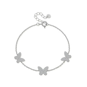 925 Sterling Silver Triple Pave Butterfly Bracelet 100100249